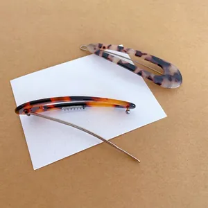 French vintage maple brown resin hair clip set with tortoiseshell pattern hair pins