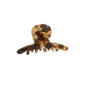 Small tortoiseshell acetate hair claw clip with gold France Handmade logo