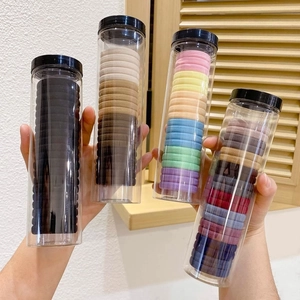 High Elastic Seamless Hair Ties Multicolor Nylon Hair Ropes Durable Ponytail Holders Cylinder Packaging For Women Girls Daily Hair Accessories