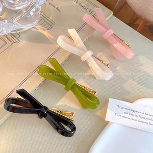 French Classic Acetate Bow Hair Clip Minimalist Elegant Side Bangs Duckbill Clip Sweet Hollow Bowknot Headwear For Women Girls