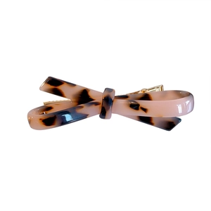 French classic pink leopard print bow hair clip made of premium polished acetate material