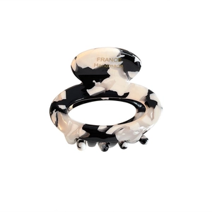 Elegant oval cutout marble pattern acetate hair claw clip with France Handmade gold lettering