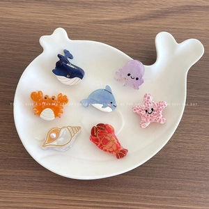 Cute Cartoon Ocean Animal Acetate Mini Hair Claw Clips For Girls Starfish Dolphin Seahorse Crab Hair Styling Accessories