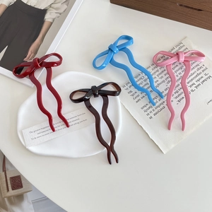 Bow-shaped ballet style resin hair fork set in red blue coffee and pink colors