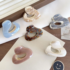 Korean Style Vintage Acetate Hair Claw Clip Large Geometric Marble Tortoise Pattern Hairclip Fashion Hair Accessory For Women Styling