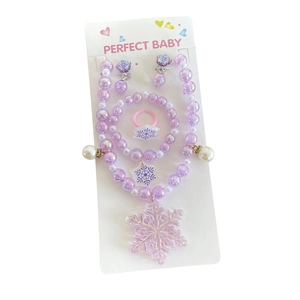 Parure de bijoux Princesse pour enfants avec collier et bracelet flocon de neige