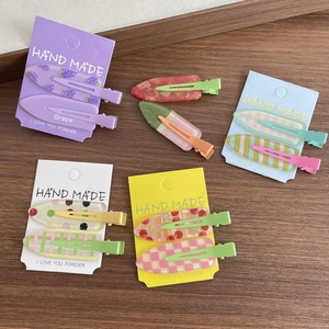 Lot de barrettes à cheveux colorées de style coréen avec motifs de fruits et de rayures