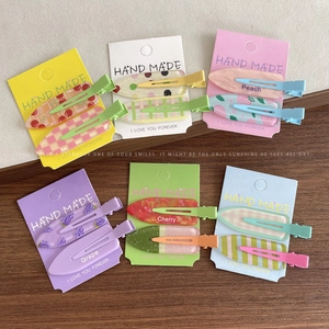 Lot de barrettes à cheveux aux motifs de fruits colorés et design sans trace en métal