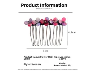 Floral hair comb detail with purple gradient petals, 7cm wide for fringe styling