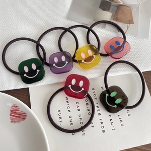 Acryl Quadrat Smiley Gesicht Blume Haargummis Hohe Elastizität Dopamin Haarseil Für Damen Mädchen Täglich Süße Haarschmuck