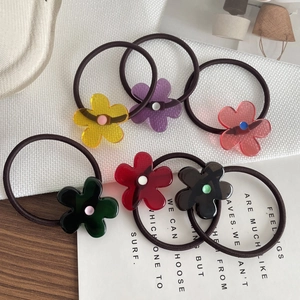 6er-Set bunte Acryl-Blumen-Haargummis mit hoher Elastizität für tägliches Damen-Styling