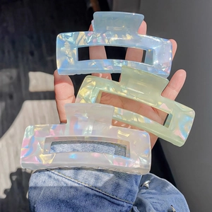 Irisierende Meerjungfrau Acryl Haarklammer Große Quadratische Rechteckige Haarkralle Elegante Perlmutt Haarschmuck Für Damen