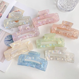 Irisierende Haarklammern aus Acryl in 8 Farben mit perlmuttartiger Muschelstruktur