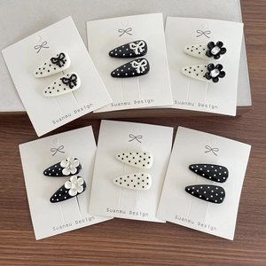 Handmade Kids Polka Dot Hair Clips Bow Flower Rhinestone Decor Sweet Japanese Style Daily Hair Accessories For Girls Toddlers