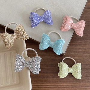 Lot de chouchous à nœuds pailletés pour enfants en doré violet rose argent bleu