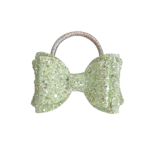 Élastique à cheveux avec double nœud à paillettes vert menthe brillant pour filles