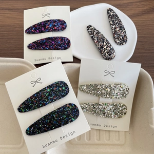 Barrettes à cheveux à paillettes pour filles en couleurs variées sur cartes de support