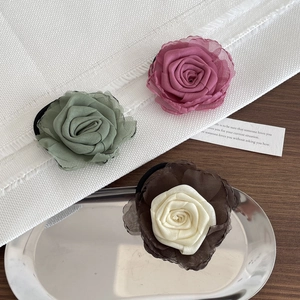 Élastiques à cheveux roses élégants en mousseline rose et verte pour coiffures vintage