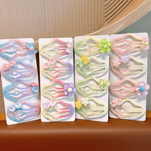 Children Cartoon Colorful Gradient Hair Clips Set For Girls Resin Animal Flower Wave BB Clips Sweet Kids Hair Accessories