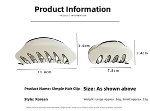 Detailed size comparison of cream acetate hair claws in large and small versions