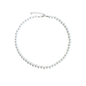 Elegant high-luster white pearl necklace with adjustable silver lobster clasp for girls