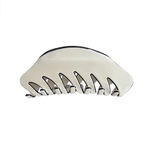 Classic large cream acetate hair claw clip with black trim for thick hair styling