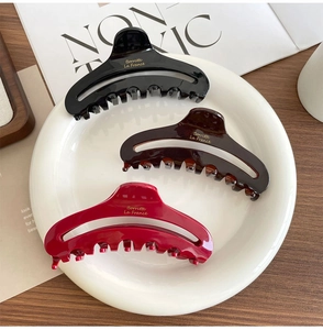 French style hollow acetate hair claws in black, dark brown and burgundy red