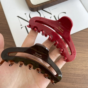 French style acetate hair claw clips in burgundy and tortoiseshell finish