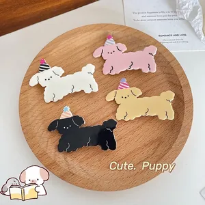 Simpatiche mollette per capelli a forma di cane in acrilico con cappellini