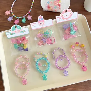Détails de l'ensemble collier et bracelet de tortue colorée pour filles aux tons pastel