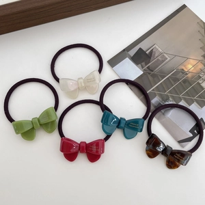 Sweet Acetate Resin Bow Scrunchies For Women Girls High Elastic Hair Ties Korean Style Handmade Bowknot Hair Accessories