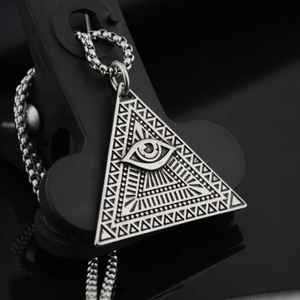 Collana con Pendente Triangolo Occhio della Provvidenza in Acciaio al Titanio Hip Hop Uomo Donna Gioielli Geometrici