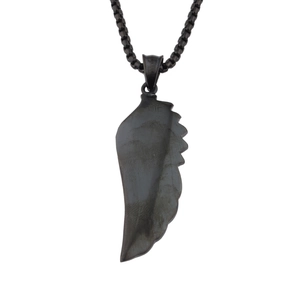 Collana con pendente ad ala nera in acciaio al titanio stile hip hop per uomo e donna