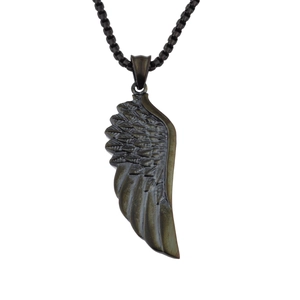 Collana con Pendente ad Ala d'Angelo in Acciaio Inossidabile Gothic Punk Gioielli Vintage Hip Hop per Uomo Donna Ali Nere