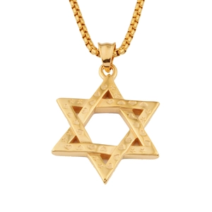 Collier Pendentif Étoile De David En Acier Inoxydable Hip Hop Avec Gravure De Cœur Chaîne Box Pour Hommes Femmes Style Punk