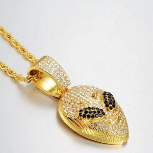 Hip Hop Iced Out Εξωγήινο Κεφάλι Μενταγιόν Κολιέ Επιχρυσωμένο Κράμα Στρας Street Fashion Ανδρικά Κοσμήματα Αλυσίδα