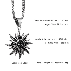 Dessin technique du collier soleil en acier inoxydable avec dimensions et détails