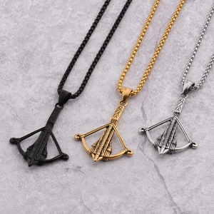 Collier Pendentif Arbalète Vintage Pour Hommes Femmes Acier Inoxydable Hip Hop Punk Style Bijoux Chaîne De Boîte Personnalisée