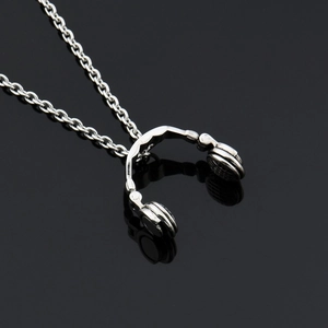 Hip Hop Kopfhörer Anhänger Halskette Titanstahl Musik Stil Punk Silber Kette Für Herren Damen Mode Schmuck Geschenk