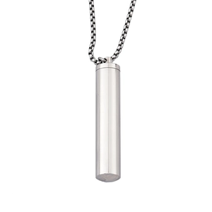 Collana con pendente a cilindro in acciaio inossidabile argento minimalista su catena
