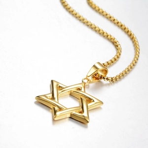 Goldene Hexagramm-Halskette aus Edelstahl mit Box-Kette für Damen und Herren im modernen Stil