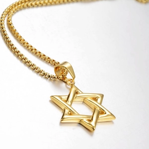 Polierte goldene Hexagramm-Halskette mit Box-Kette für Damen und Herren Schmuck