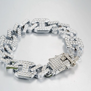 Bracciale cubano da 13mm in argento con zirconi micro pavé stile hip hop da uomo
