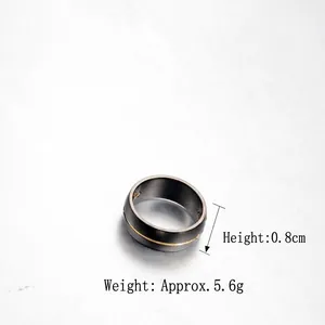 Retro stainless steel cross ring with gold inlay line for men in black gray finish