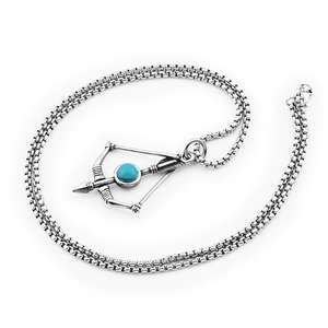 Collier hip hop avec pendentif flèche en turquoise et acier inoxydable vintage