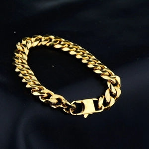 Bracciale da Uomo Hip Hop Catena Cubana in Lega Placcato Oro Argento Pesante Catena Piatta Gioielli Trendy Street Style Regalo