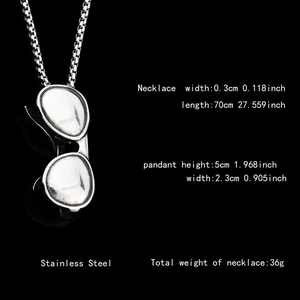 Collier avec pendentif lunettes de soleil hip hop en acier inox chaîne 70cm