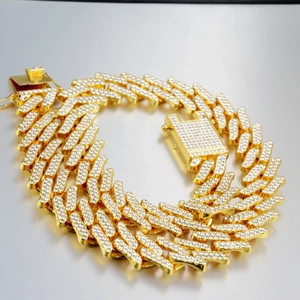 Luxe Hip Hop Miami Maille Gourmette Alliage Strass Collier Bracelet pour Hommes Femmes Bijoux de Mode de Rue