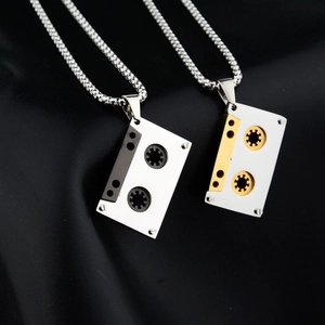 Retro Kassette Anhänger Halskette Für Herren Damen Edelstahl Industrie Hip Hop Street Style Schmuck Musikliebhaber Geschenk