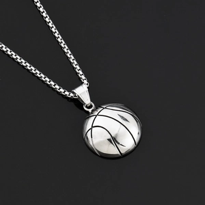 Collana con Ciondolo a Mezza Pallacanestro in Acciaio Inossidabile Hip Hop per Uomo Donna Gioielli Sportivi a Forma di Basket 3D